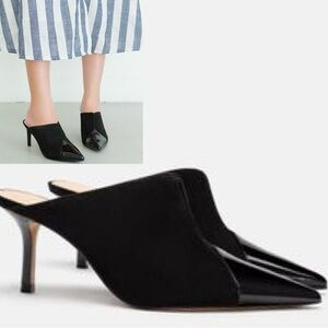 Zara Black Pointed Toe Mules